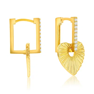 Donatello Gian Crystal Hanging Heart Earrings In Gold