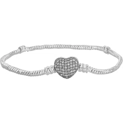 Donatello Gian Crystal Heart Bracelet In Silver