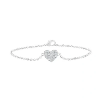 Donatello Gian Crystal Heart Bracelet In Silver