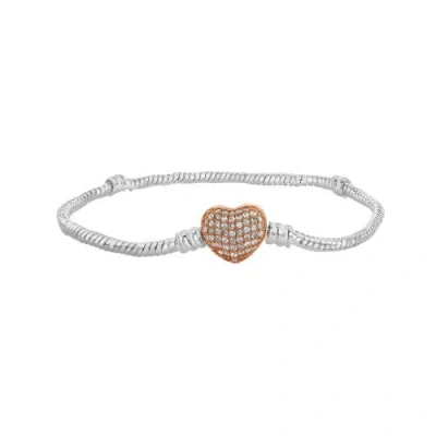 Donatello Gian Crystal Heart Charm Bracelet In Silver