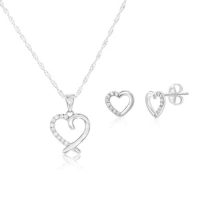 Donatello Gian Crystal Heart Necklace And Earrings Set