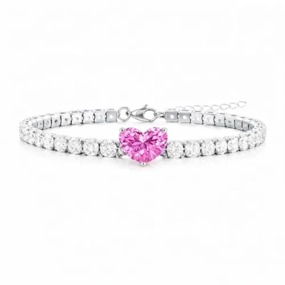 Donatello Gian Crystal Heart Tennis Bracelets In Multi