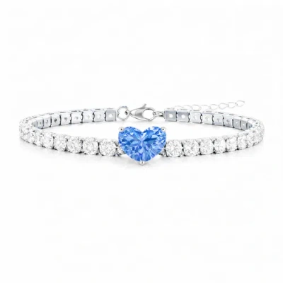 Donatello Gian Crystal Heart Tennis Bracelets In Silver