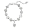 Donatello Gian Crystal Hearts Charm Bracelet In Silver