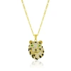 Donatello Gian Crystal Tiger Pendant Necklace In Gold