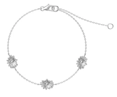 Donatello Gian Dainty Flower Bracelet In Silver