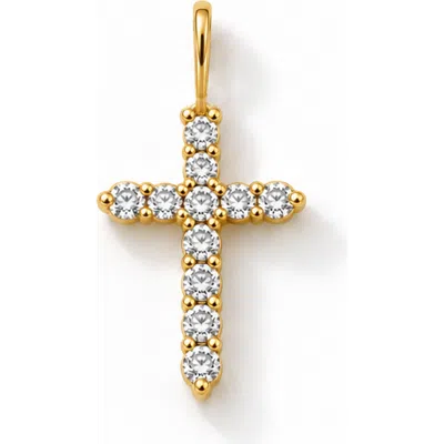 Donatello Gian Dainty Gold-tone Crystal Cross Pendant In Transparent