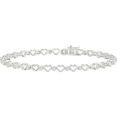 Donatello Gian Diamond Cut And Hearts Bracelet In Silver