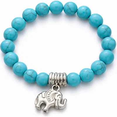 Donatello Gian Elephant Beaded Turquoise Bracelet In Blue