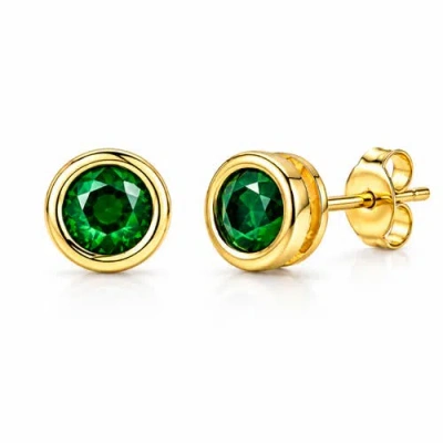 Donatello Gian Emerald Crystal Bezel Stud Earrings In Gold