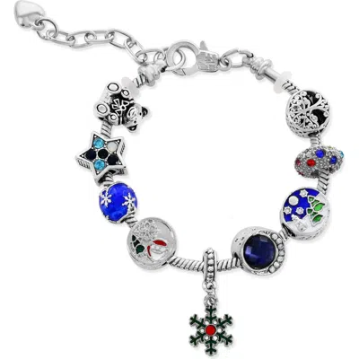 Donatello Gian Enamel And Crystal Holiday Bracelet In Silver