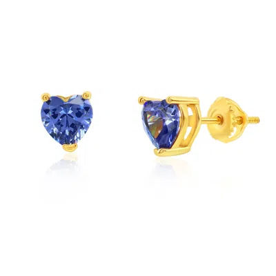 Donatello Gian Gold-plated Heart Tanzanite Earrings