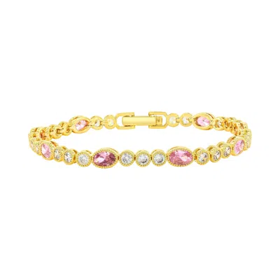 Donatello Gian Gold-plated Oval & Round Stone Tennis Bracelet
