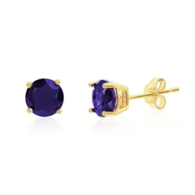 Donatello Gian Gold-plated Round Cut Amethyst Studs In Purple
