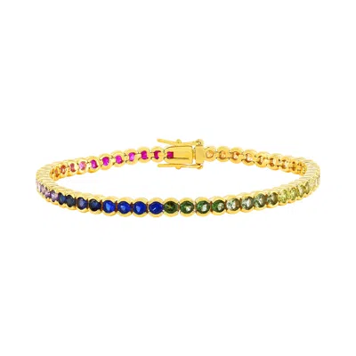 Donatello Gian Gold-plated Round Cut Tennis Bracelet