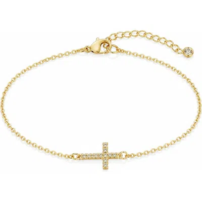 Donatello Gian Gold-tone Pave Cross Chain Bracelet