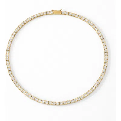 Donatello Gian Gold-tone Round Cut Crystal Tennis Necklace