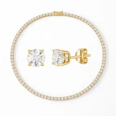 Donatello Gian Gold-tone Tennis Necklace And Stud Earrings Set