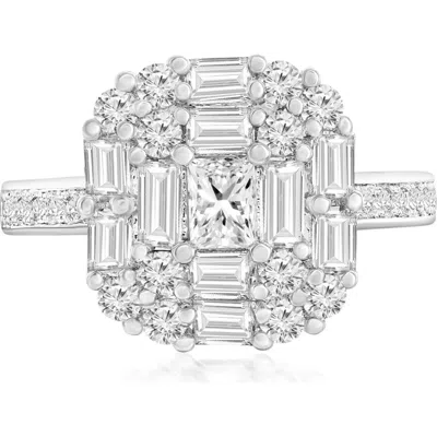 Donatello Gian Graduated Crystal Cocktail Ring In Silver