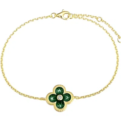 Donatello Gian Green Clover Bracelet In Gold