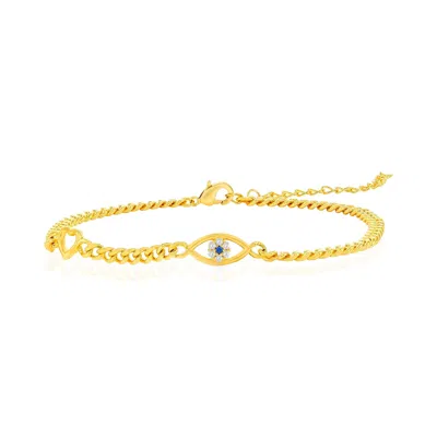Donatello Gian Heart & Created Blue Sapphire Bracelet In Gold