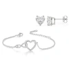 Donatello Gian Heart Bracelet And Earrings Set In Silver