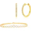 Donatello Gian Hoops And Tennis Bracelet Set In Gold