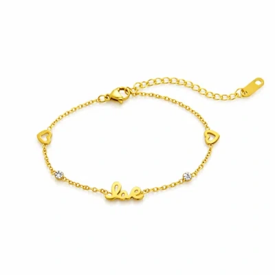 Donatello Gian Love & Heart Crystal Station Bracelet In Gold
