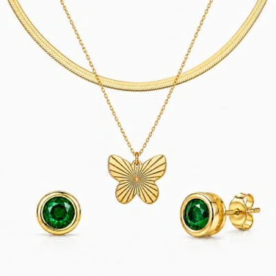 Donatello Gian Necklace & Stud Earrings Everyday Essential Set In Gold