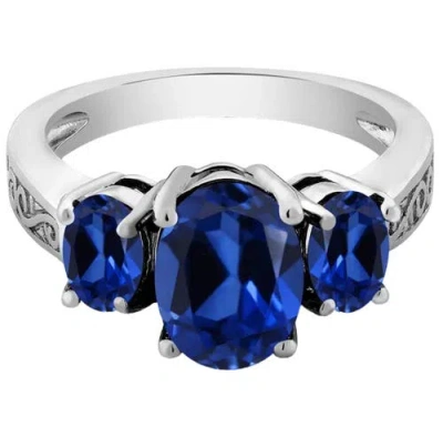 Donatello Gian Oval Cut Tri Stone Ring In Blue