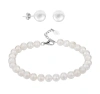 Donatello Gian Pearl Bracelet & Earrings Set In White