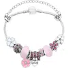 Donatello Gian Pink Crystal Bow Charm Bracelet In Pink