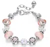 Donatello Gian Pink Crystal Flower Charm Bracelet