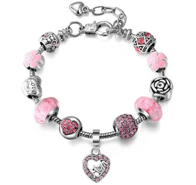 Donatello Gian Pink Crystal Mom Charm Bracelet