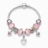 Donatello Gian Pink Heart Charm Bracelet In Pink