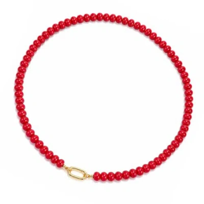 Donatello Gian Red Beaded Gold-tone Link Necklace
