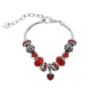 Donatello Gian Red Crystal Heart Charm Bracelet In Red