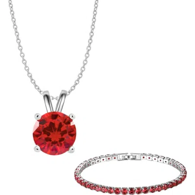 Donatello Gian Red Necklace And Bracelet Set