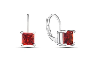 Donatello Gian Red Square Cut Lever Back Earrings