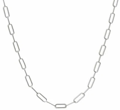 Donatello Gian Rhodium Plated 4mm Paperclip Necklace In Silver