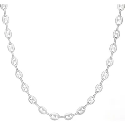 Donatello Gian Rhodium Plated Puffed Link Necklace In Silver