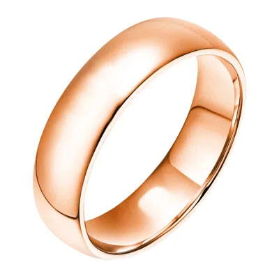 Donatello Gian Rose-tone 925 Sterling Silver Thick 6mm Wedding Band In Pink