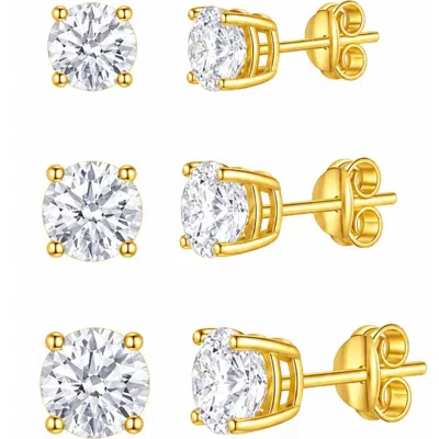 Donatello Gian Set Of 3 Gold Flashed Sterling Silver Stud Earrings