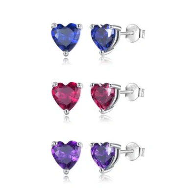 Donatello Gian Set Of 3 Sterling Silver Heart Earrings