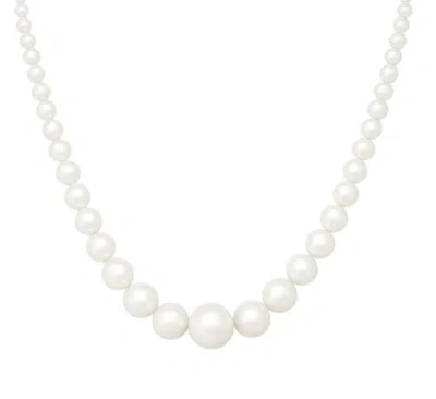 Donatello Gian Shell Pearl Necklace And Earrings Set In White