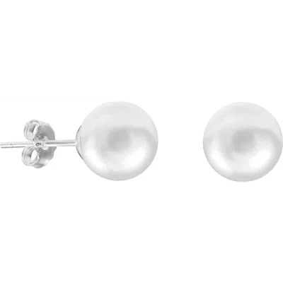 Donatello Gian Shell Pearl Studs Earrings In White