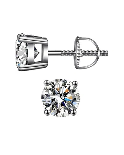 Donatello Gian Silver Cz Stud Earrings In Metallic
