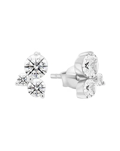 Donatello Gian Silver Cz Stud Earrings In Transparent