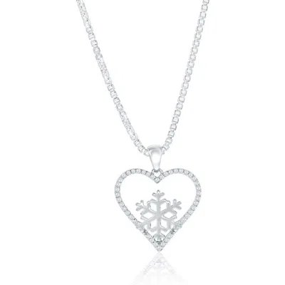 Donatello Gian Snowflake Heart Necklace In Silver