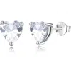 Donatello Gian Solid 925 Sterling Silver Created Gemstone Heart Stud Earrings
